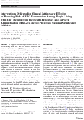 Cover page: Interventions Delivered in Clinical Settings are Effective in Reducing Risk of HIV Transmission Among People Living with HIV: Results from the Health Resources and Services Administration (HRSA)’s Special Projects of National Significance Initiative