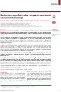 Cover page: Machine learning predicts cerebral vasospasm in patients with subarachnoid haemorrhage.