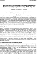 Cover page: Walk and Learn: An Empirical Framework for Assessing Spatial Knowledge Acquisition during Mobile Map Use