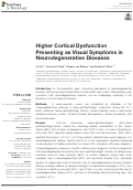 Cover page: Higher Cortical Dysfunction Presenting as Visual Symptoms in Neurodegenerative Diseases.