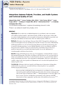 Cover page: Interactions between patients, providers, and health systems and technical quality of care.