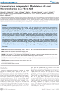Cover page: Concentration Independent Modulation of Local Micromechanics in a Fibrin Gel