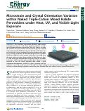 Cover page: Microstrain and Crystal Orientation Variation within Naked Triple-Cation Mixed Halide Perovskites under Heat, UV, and Visible Light Exposure.