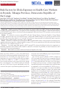 Cover page: Risk Factors for Ebola Exposure in Health Care Workers in Boende, Tshuapa Province, Democratic Republic of the Congo