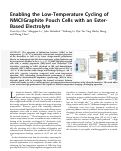 Cover page: Enabling the Low-Temperature Cycling of NMC||Graphite Pouch Cells with an Ester-Based Electrolyte