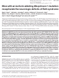 Cover page: Mice with an isoform-ablating Mecp2 exon 1 mutation recapitulate the neurologic deficits of Rett syndrome