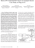 Cover page: Role of PV generated DC power in transport sector: Case study of plug-in EV