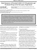 Cover page: Brief Summary of Potential SARS-CoV-2 Prophylactic and Treatment Drugs in the Emergency Department