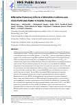 Cover page: Differential pulmonary effects of wintertime California and China particulate matter in healthy young mice