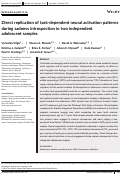 Cover page: Direct replication of task‐dependent neural activation patterns during sadness introspection in two independent adolescent samples