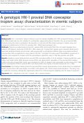 Cover page: A genotypic HIV-1 proviral DNA coreceptor tropism assay: characterization in viremic subjects