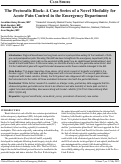 Cover page: The Pectoralis Block: A Case Series of a Novel Modality for Acute Pain Control in the Emergency Department