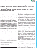 Cover page: Fetal exposure to maternal inflammation interrupts murine intestinal development and increases susceptibility to neonatal intestinal injury