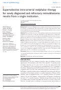 Cover page: Superselective intra-arterial melphalan therapy for newly diagnosed and refractory retinoblastoma: results from a single institution.