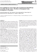 Cover page: Successful Breast Conservation After Neoadjuvant Chemotherapy in Lobular Breast Cancer: The Role of Menopausal Status in Response to Treatment.