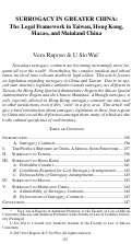 Cover page: Surrogacy in Greater China: The Legal Framework in Taiwan, Hong Kong, Macao, and Mainland China