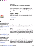 Cover page: Prevalence of probable depression and factors associated with mean Hopkins Symptom Checklist (HSCL) depression score among young women at high risk aged 15–24 years in Kampala, Uganda