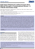 Cover page: High‐Impact Mechanical Loading Increases Bone Material Strength in Postmenopausal Women—A 3‐Month Intervention Study