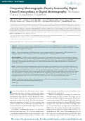 Cover page: Comparing Mammographic Density Assessed by Digital Breast Tomosynthesis or Digital Mammography: The Breast Cancer Surveillance Consortium.