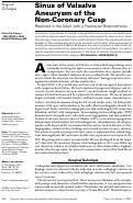 Cover page: Sinus of Valsalva Aneurysm of the Non-Coronary Cusp