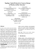 Cover page: Topology Control Protocols to Conserve Energy in Wireless Ad Hoc Networks