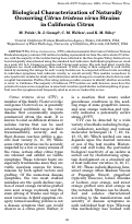 Cover page: Biological Characterization of Naturally Occurring Citrus tristeza virus Strains in California Citrus