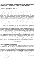 Cover page: The Effects of Recasting on the Production of Pragmalinguistic Conventions of Request by Chinese Learners of English