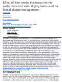 Cover page: Effect of filter media thickness on the performance of sand drying beds used for faecal sludge management