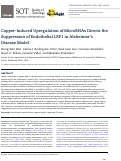 Cover page: Copper-Induced Upregulation of MicroRNAs Directs the Suppression of Endothelial LRP1 in Alzheimer's Disease Model.