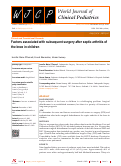 Cover page: Factors associated with subsequent surgery after septic arthritis of the knee in children.