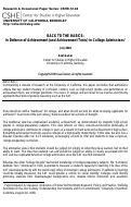 Cover page: Back to the Basics: In Defense of Achievement (and Achievement Tests) in College Admissions