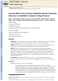 Cover page: Knowing Where They're Going: Destination‐Specific Pregaming Behaviors in a Multiethnic Sample of College Students