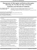 Cover page: Management of Chloroquine and Hydroxychloroquine Poisoning: Do Not Miss the Time of Tracheal  Intubation and Mechanical Ventilation