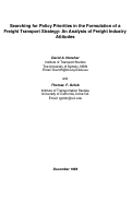 Cover page: Searching for Policy Priorities in the Formulation of a Freight Transport Strategy: An Analysis of Freight Industry Attitudes