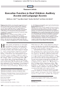 Cover page: Executive Function in Deaf Children: Auditory Access and Language Access