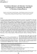 Cover page: Correlations Between Life-Detection Techniques and Implications for Sampling Site Selection in Planetary Analog Missions.