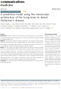 Cover page: A predictive model using the mesoscopic architecture of the living brain to detect Alzheimer’s disease