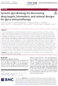 Cover page: Systems glycobiology for discovering drug targets, biomarkers, and rational designs for glyco-immunotherapy.