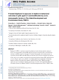 Cover page: Prenatal bisphenol A exposure in relation to behavioral outcomes in girls aged 4–5 and modification by socio-demographic factors in The Infant Development and Environment Study (TIDES)