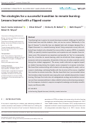 Cover page: Ten strategies for a successful transition to remote learning: Lessons learned with a flipped course