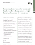 Cover page: Compensation models for community health workers: Comparison of legal frameworks across five countries.