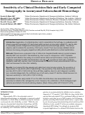 Cover page: Sensitivity of a Clinical Decision Rule and Early Computed Tomography in Aneurysmal Subarachnoid Hemorrhage