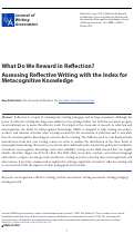 Cover page: What Do We Reward in Reflection? Assessing Reflective Writing with the Index for Metacognitive Knowledge