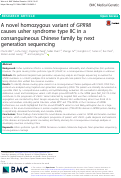 Cover page: A novel homozygous variant of GPR98 causes usher syndrome type IIC in a consanguineous Chinese family by next generation sequencing.