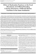 Cover page: Effect of Husbandry Practices on the Fecal Microbiota of C57BL/6J Breeding Colonies Housed in 2 Different Barrier Facilities in the Same Institution.