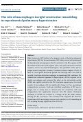 Cover page: The role of macrophages in right ventricular remodeling in experimental pulmonary hypertension