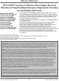 Cover page: 2021 SAEM Consensus Conference Proceedings: Research Priorities for Implementing Emergency Department Screening for Social Risks and Needs