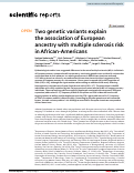 Cover page: Two genetic variants explain the association of European ancestry with multiple sclerosis risk in African-Americans.