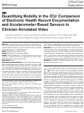 Cover page: Quantifying Mobility in the ICU: Comparison of Electronic Health Record Documentation and Accelerometer-Based Sensors to Clinician-Annotated Video