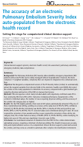 Cover page: The accuracy of an electronic Pulmonary Embolism Severity Index auto-populated from the electronic health record